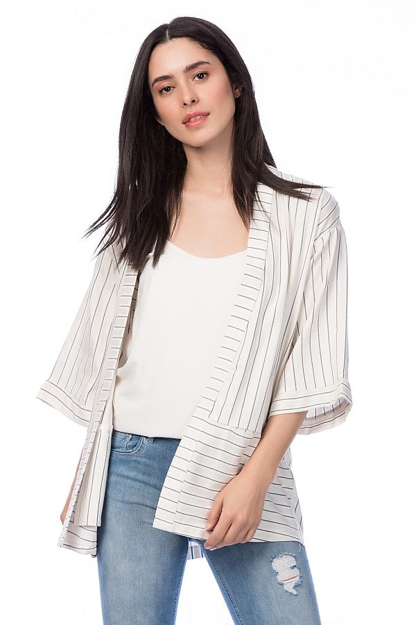 Koton-Kimono și caftan cu dungi albe de damă 7YAK52959UW 1