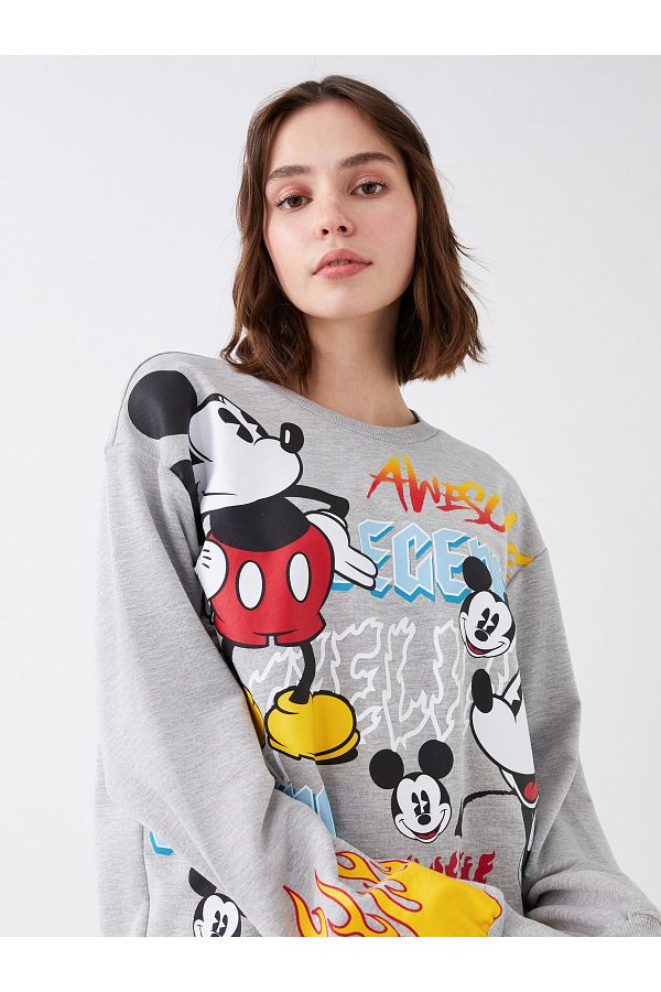 LC Waikiki Crew Neck Mickey Mouse Printed Long Sleeve Women s Sweatshirt Trendyol