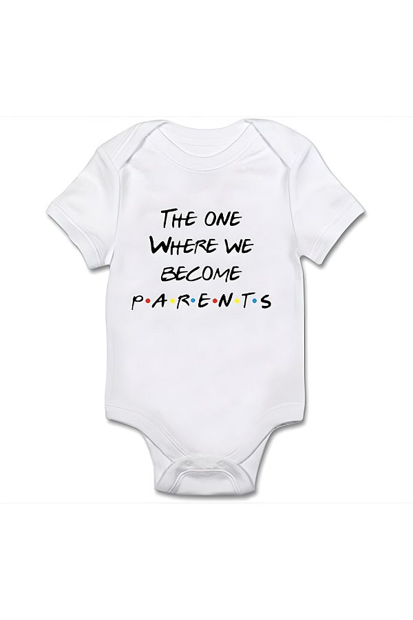 GREY-Baby Body / Baby Bodysuit / Half Sleeve Baby Bodysuit / Printed Baby Bodysuit / Friends Body 1
