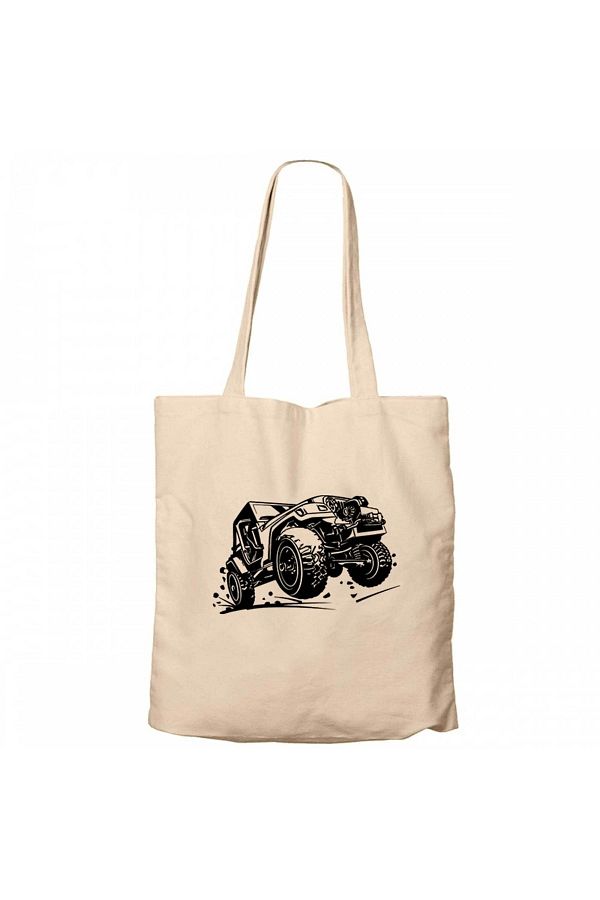 Z zepplin Jeep Off road Cream Canvas Tote Bag Trendyol