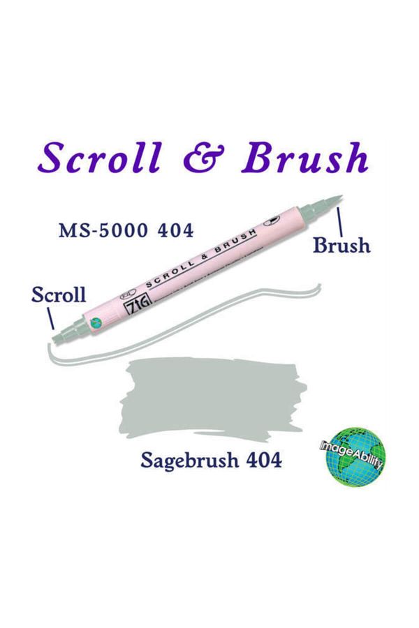 Zig-Scroll & Brush Double Line and Brush Tip Calligraphy and Shading Pen 404 Sagebrush 1