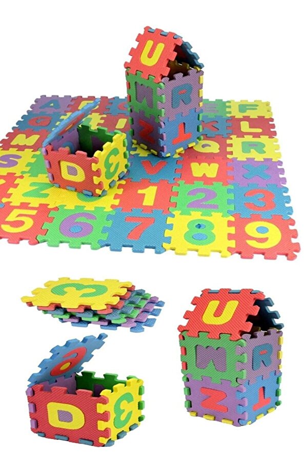 UĞURDAN Eva Puzzle Mats Sünger Puzzle Harfli Rakamlı 36 Parça Eğitici Oyuncak