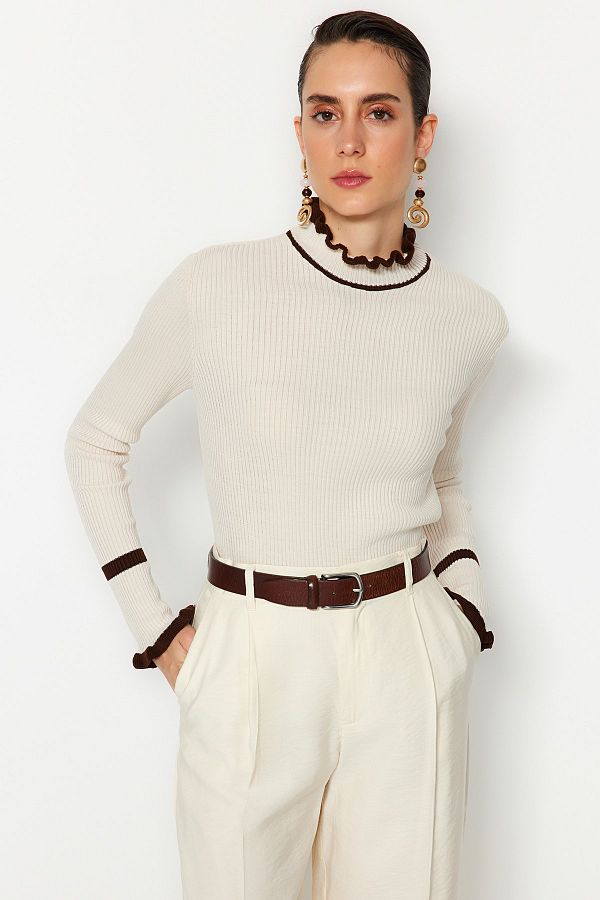 Trendyol Collection-Пуловер от трикотаж с каменни цветове TWOAW22KZ1250 1