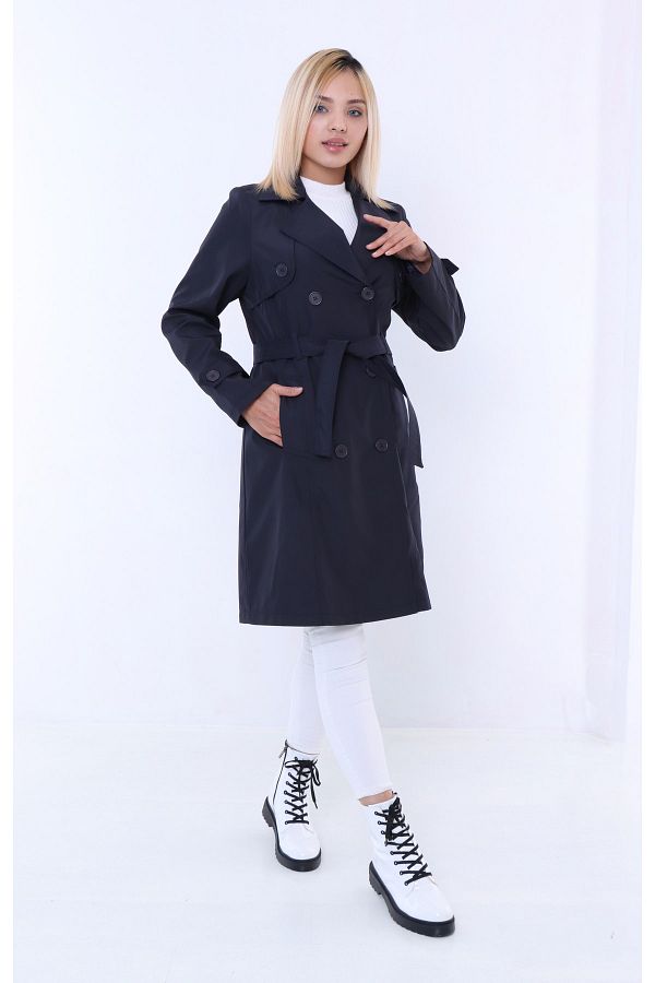 Plus size single breasted trench coat top