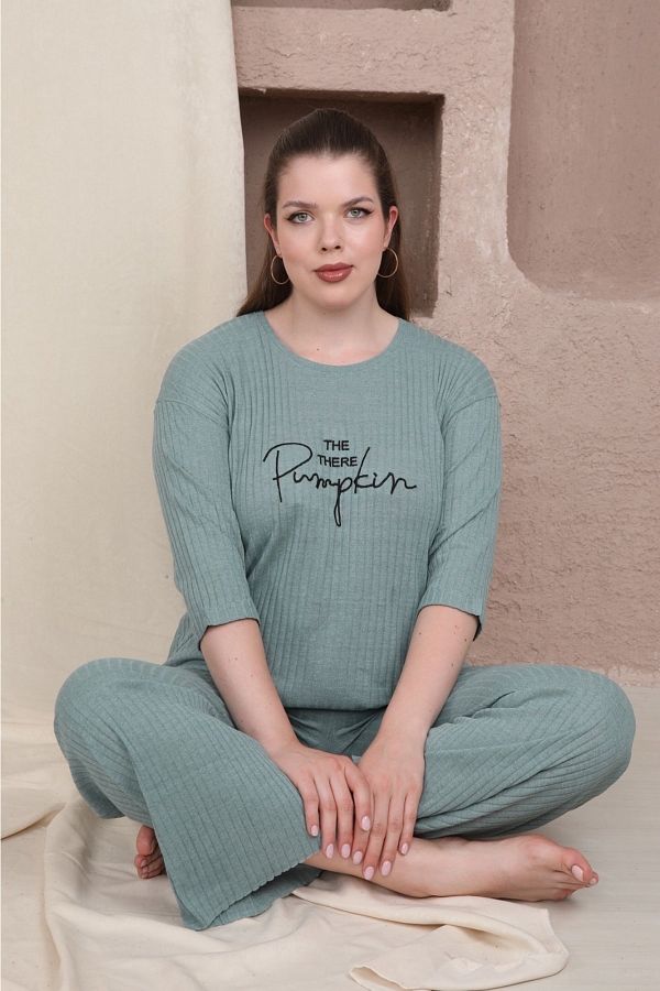 FAMES PİJAMA-Mint Plus Size Pajama Set 1