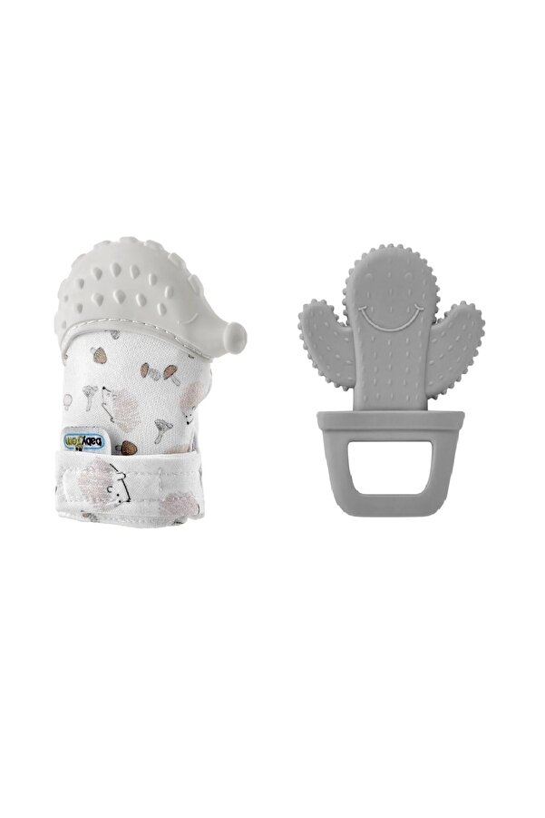 Babyjem 2'li Diş Kaşıma Seti Diş Kaşıyıcı Kirpi Eldiven Diş Kaşıyıcı Kaktüs