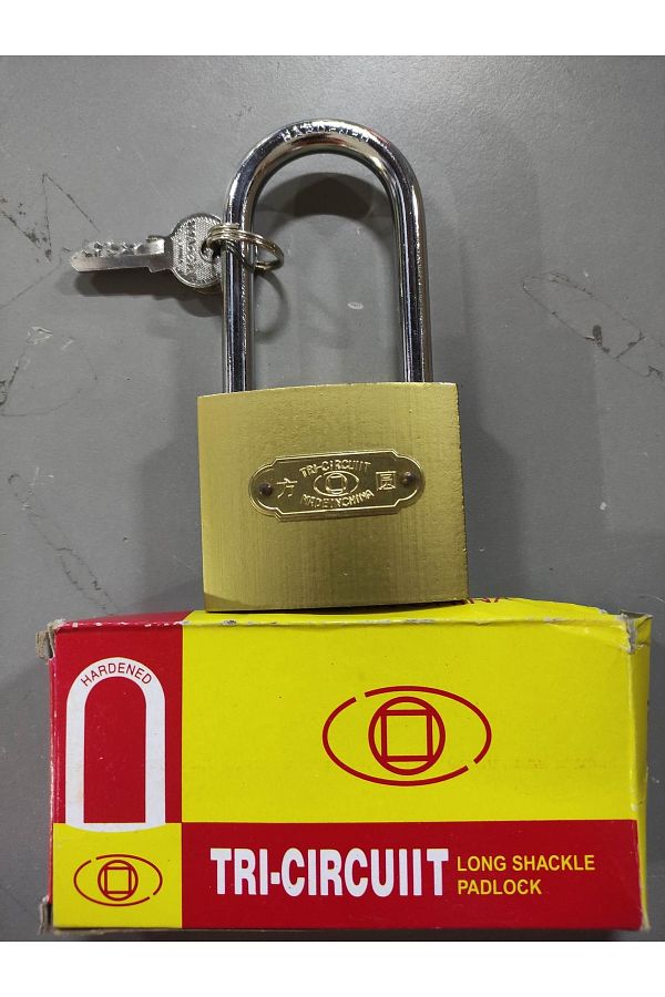 TRI CIRCUIT-Padlock 63 Mm Yellow Lock Quality Metal With 3 Keys 1