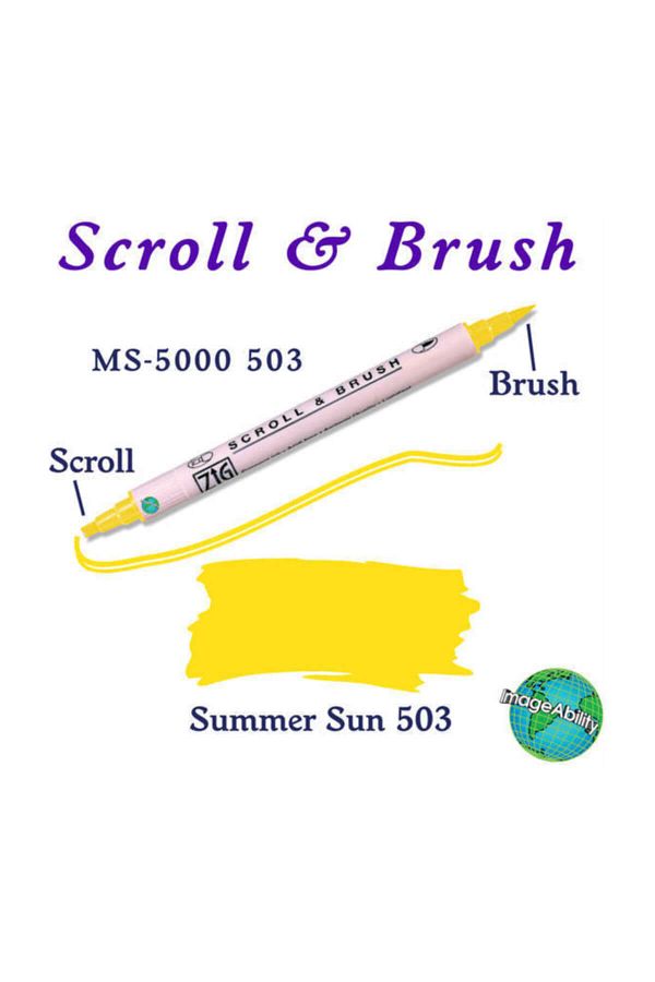 Zig-Scroll & Brush Double Line and Brush Tip Calligraphy and Shading Pen 503 Summer Sun 1