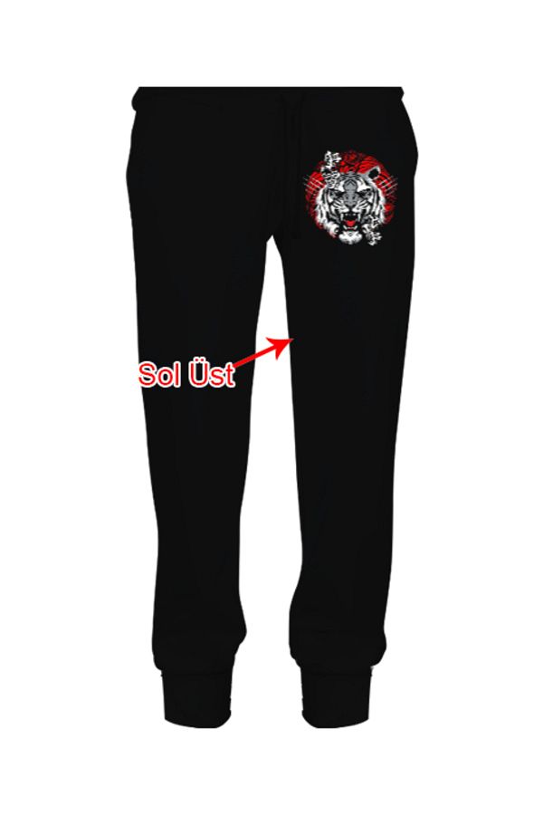 Tisho Korean White Tiger Printed Black Men s Sweatpants Trendyol