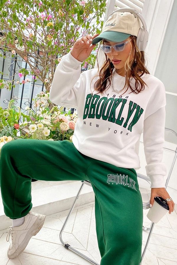 Green crew set white outlet