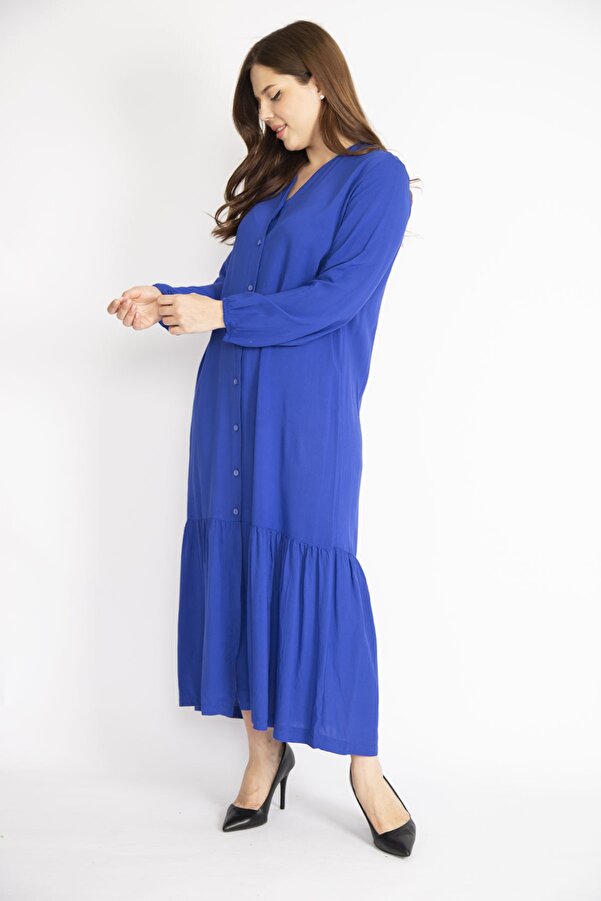 Şans Damen-Saks-Kleid aus gewebtem Viskosestoff in Übergröße mit