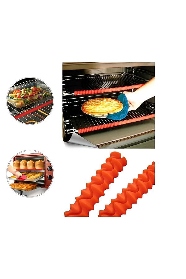 TİNEKE-Heat Resistant Silicone Grill Oven Protector Anti-Burning Edge Protector Silicone Pack of 2 1