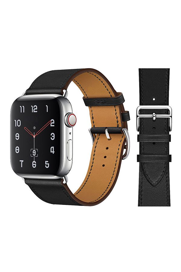 Bagies-Apple Watch Hermes Leather Band 2/3/4/5/6/7/8/se/ultra 42mm 44mm 45mm 49mm Strap - Black 1