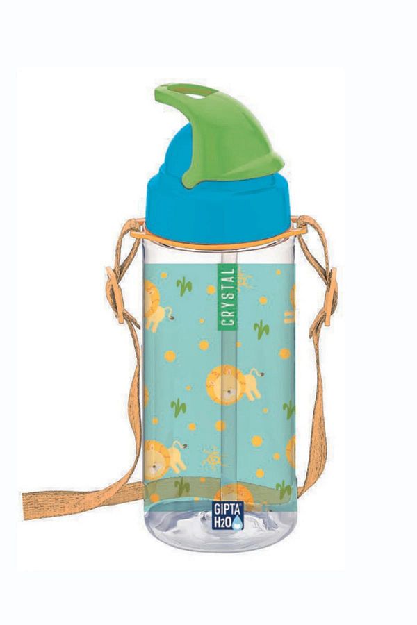 Gıpta-Patterned Water Bottle and Flask with Straw and Hanger String 500 Ml 1