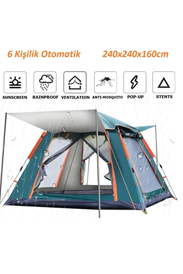 JUNGLEE 6 Kişilik Otomatik Kurulum Çadır Kamp Ve Çocuk Oyun Çadırı 240cmx240cmx160cm