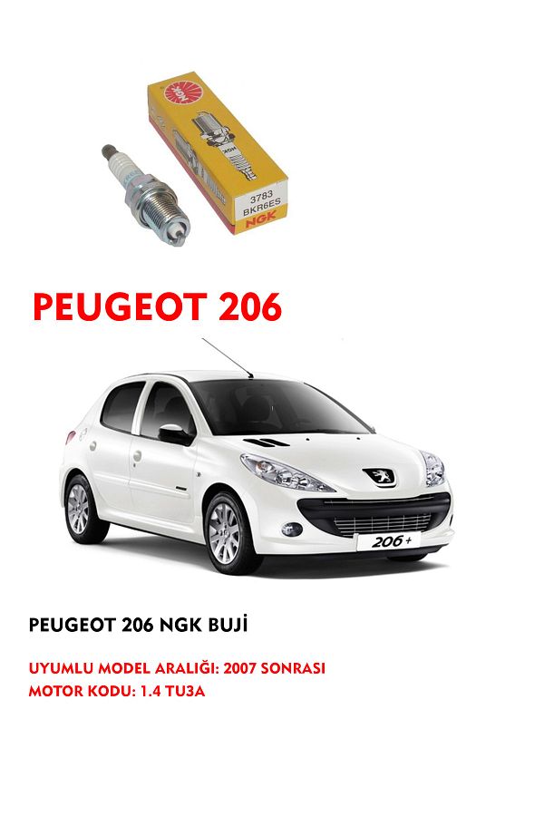 NGK-Peugeot 206 2007 Model 1.4 Tu3A Engine Original Spark Plug 1