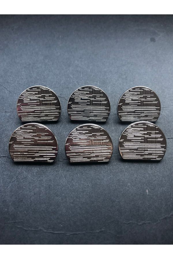 aensia-Silver Striped Semicircle Button 28 Length Metal Button Coat Trench Jacket Jacket Button-Pack of 6 Buttons 1