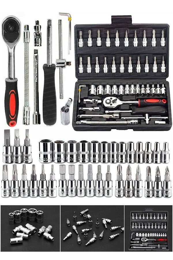 PROXTECH-46 Piece Mini Socket Set Automatic Ratchet 1/4" Wrench Set High Quality Combination Tool Set 1