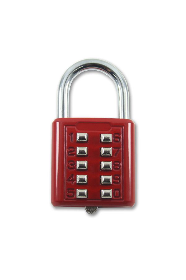babikamium-Padlock - 10 Digit Keys and Keyless Security Lock, Fixed Combination Red Cabinet Lock 1