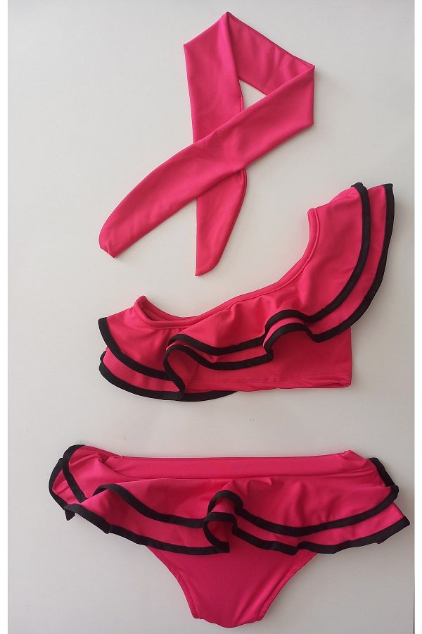 ÖYKÜ KİDS-Costum de baie cu bikini pentru fete din trei piese 1