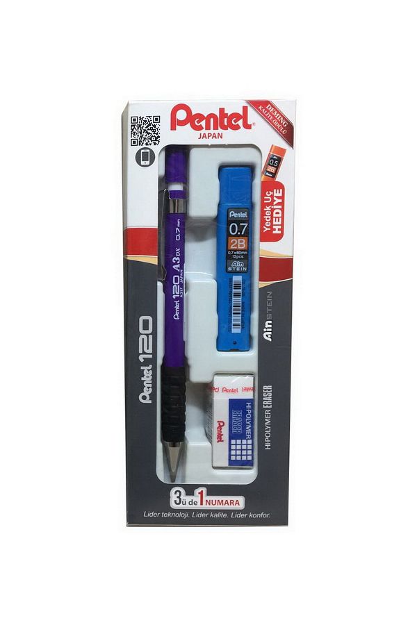 Pentel-120A3 A317 0.7 Tip Pen + Nib and Eraser Set 1