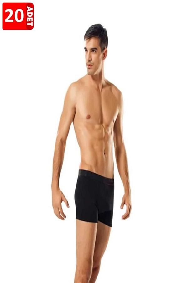 Tutku-Men's 20 Pack 100% Cotton Lycra Boxer Black 1