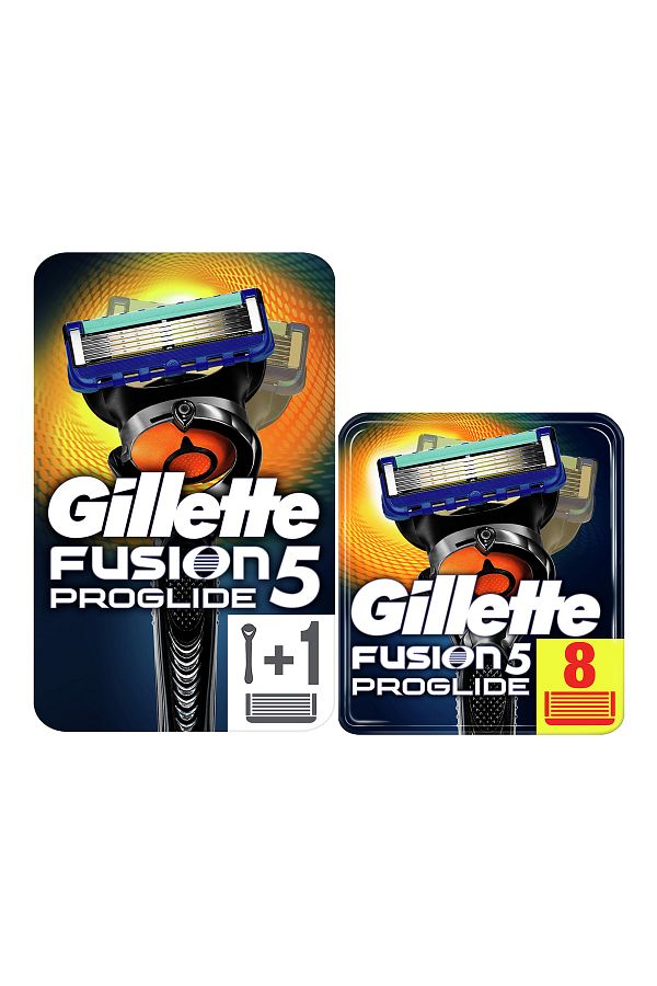 Gillette-Fusion Proglide Flexball Shaver + Fusion Proglide Replacement Razor 8 Pieces Cardboard Pack 1