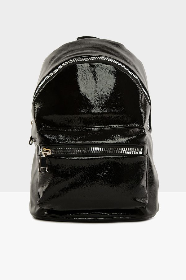 Black shiny backpack shop