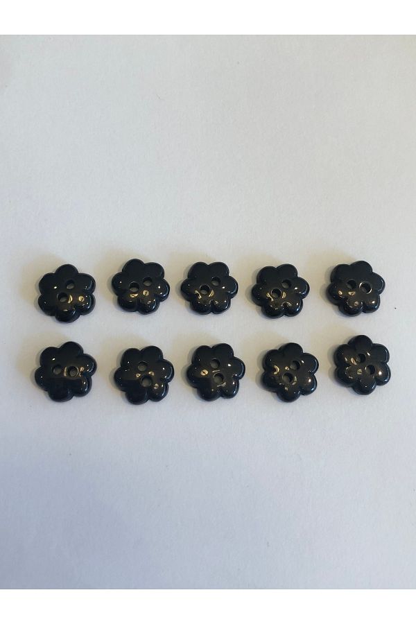 aensia-Black Daisy Flower Model Baby Size Polyester Button 18 Size Buttons - Pack of 10 Buttons 1