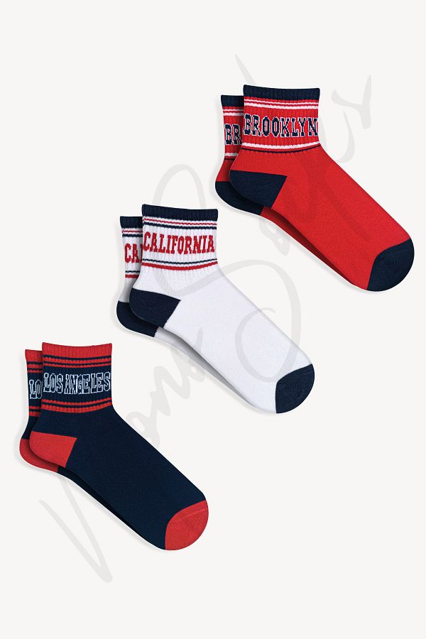 Mono Socks-Pachet de 3 șosete sportive Los Angeles College 1