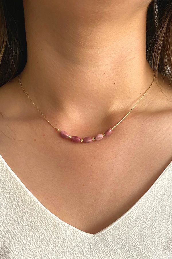 Suerte Accessories T mb l Sun Stone Natural Stone Gold Chain Handmade Special Design Minimal Necklace Trendyol