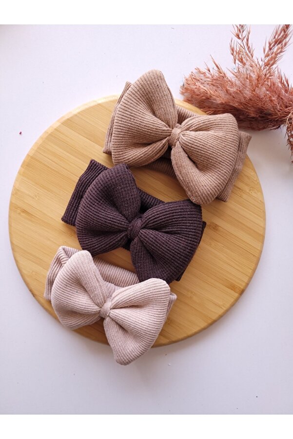 SeherBebeButik Kız Bebek & Çocuk Fiyonklu Bandana 3'lü Set