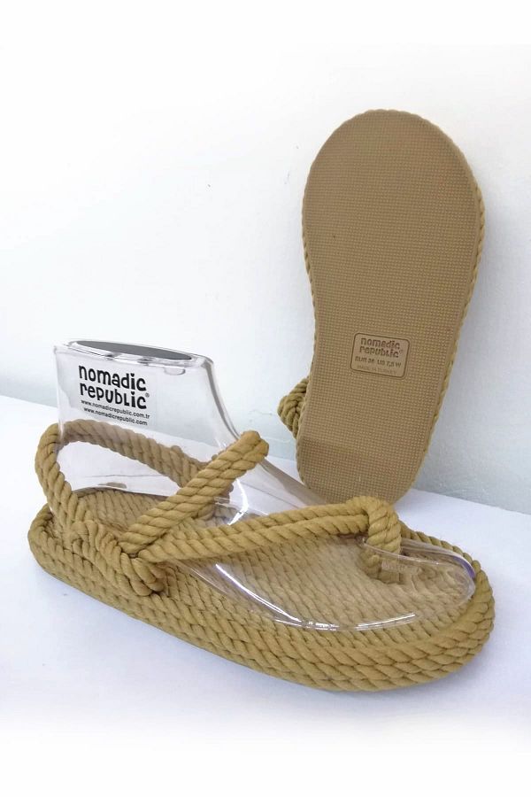 Nomadic Republic-Sandale de frânghie pentru femei, bej Hawaii, cu talpă din cauciuc 1