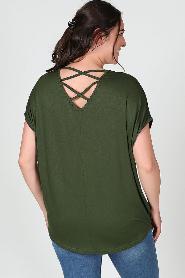 Moda Cazibe-Women's Back Cross Short Sleeve Blouse M9145 1