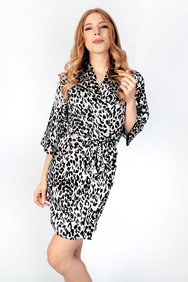 Leopard print dressing gown womens top