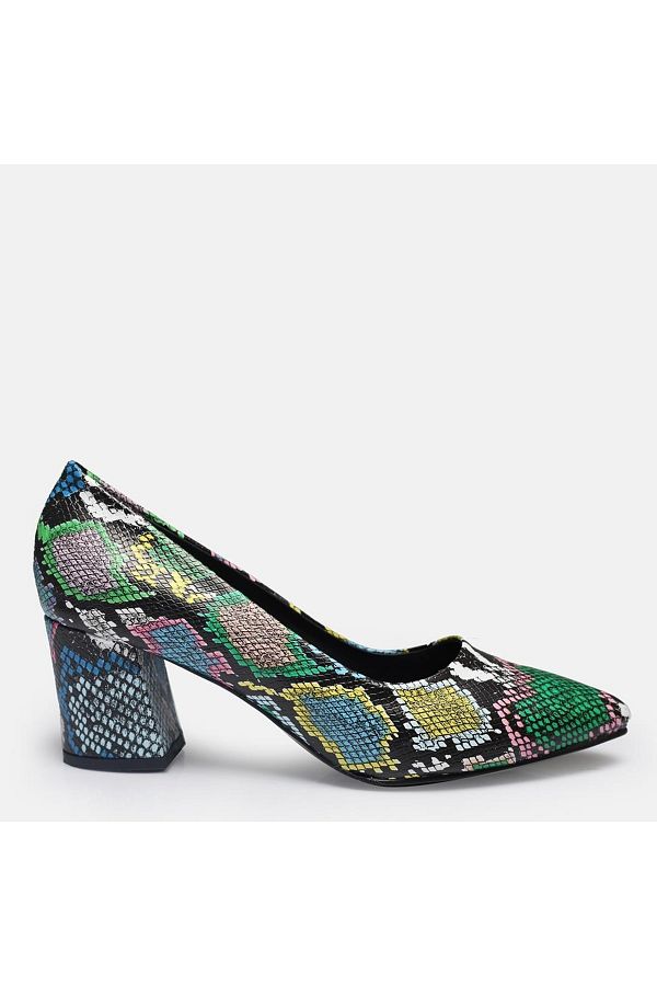 37Numara Heeled Shoes Thick Heeled Colorful Snake Trendyol