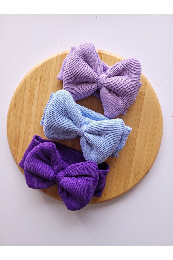 SeherBebeButik Kız Bebek & Çocuk Fiyonklu Bandana 3'lü Set