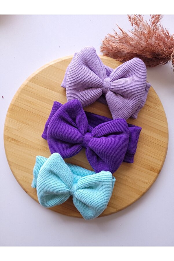 SeherBebeButik Kız Bebek & Çocuk Fiyonklu Bandana 3'lü Set