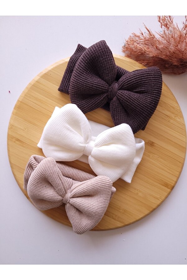 SeherBebeButik Kız Bebek & Çocuk Fiyonklu Bandana 3'lü Set