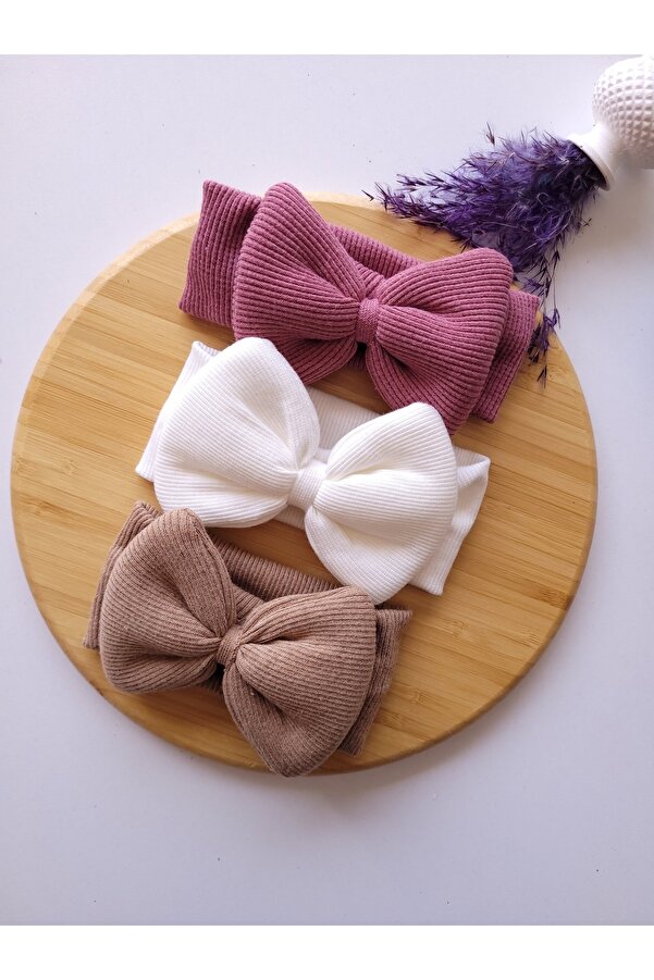 SeherBebeButik Kız Bebek & Çocuk Fiyonklu Bandana 3'lü Set