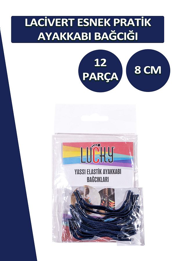 Dopar-Lucky Navy Blue Practical Elastic Shoelaces Flat Laces 1 Pair 12 Pieces 1