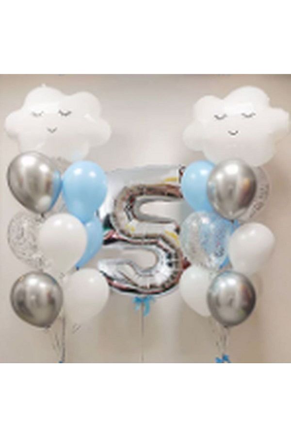 Parti Station-Sky Cloud 5 Year Old Balloon Set Star Balloon Foil Set Concept Birthday Set Age Balloon Set 1