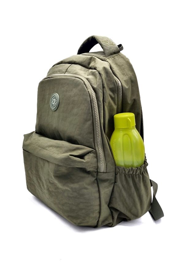 Bevitton-rucsac verde unisex țesătură șifonată cu mai mulți ochi rezistent la apă 1