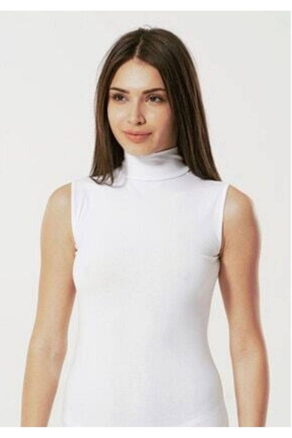 Şahinler-Women's White Sleeveless Turtleneck Tank Top New Season (6 Pieces Economic Pack) 1