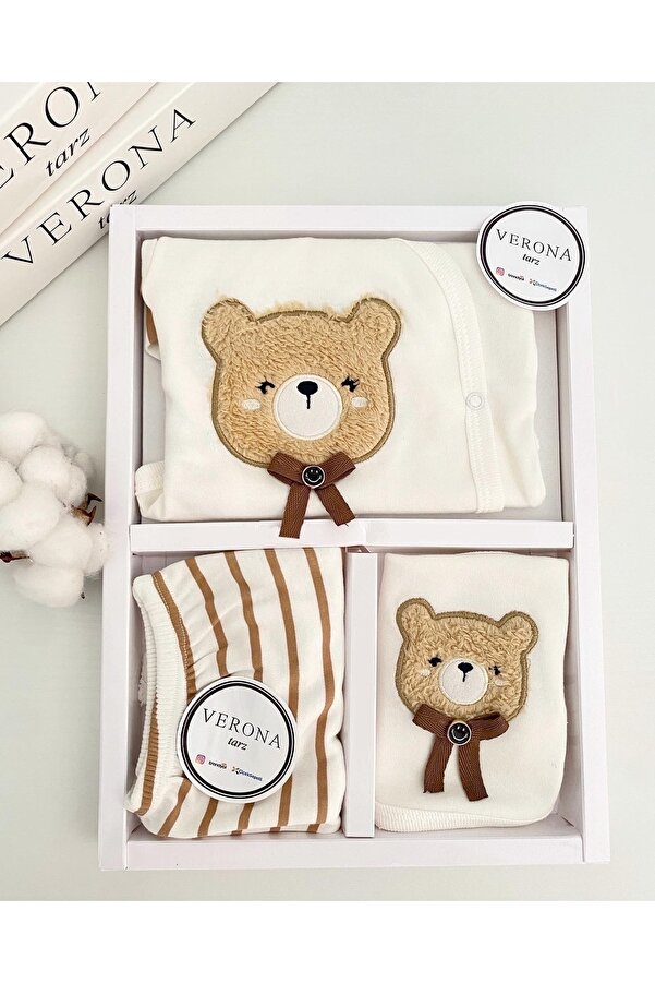 VERONA TARZ Yeni Sezon Kutulu Ayıcıklı 5li Hastane Çıkış Seti Yenidoğan Kıyafeti