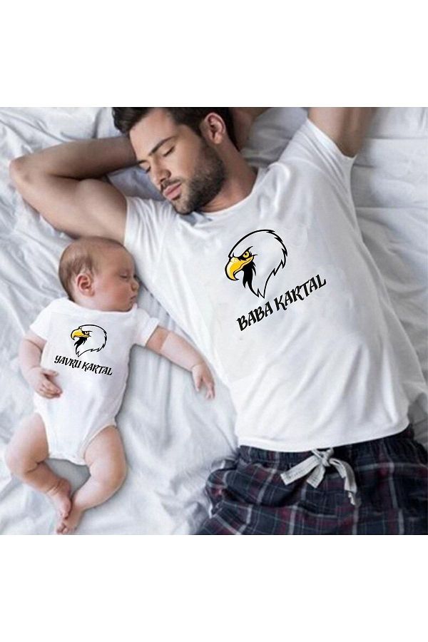 Tshirthane-بدلة قطعة واحدة على شكل تيشيرت Eagle Father Son (هذا منتج واحد، أضف قطعتين إلى سلة التسوق لتكوين مجموعة) 1