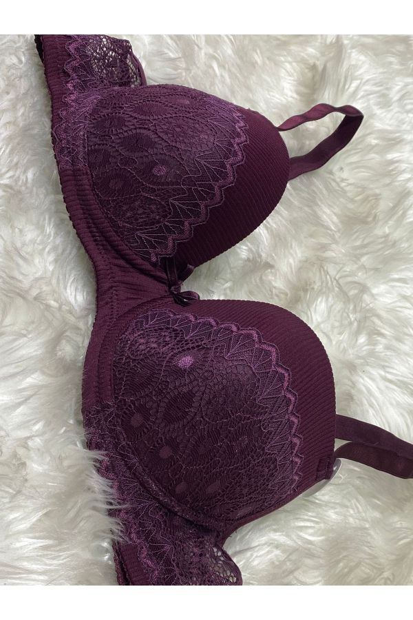 minihira butik Ribbed Lace (c) Wire Gathering Imported Bra - Trendyol