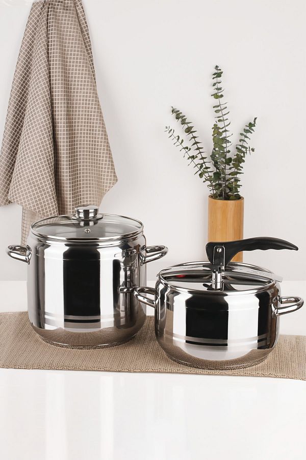 Hascevher Hascevher Stainless Steel Pressure Cooker Set 5 7 Lt Pressure Cooker Set