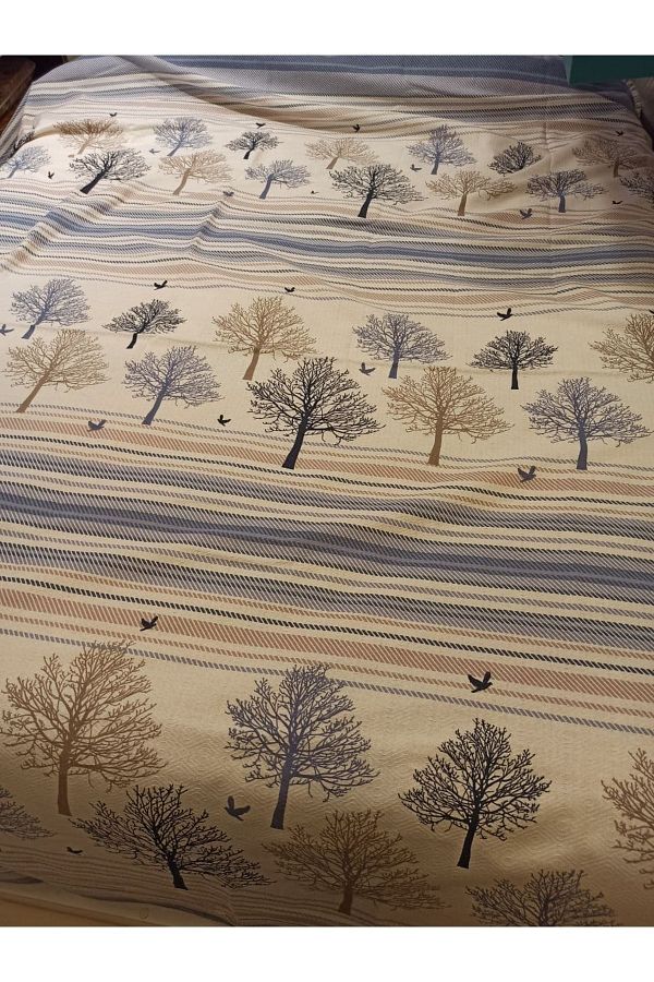 ŞENER HOME-200x240 Cm Blue Life Tree Patterned Double Single Pique Battal 1