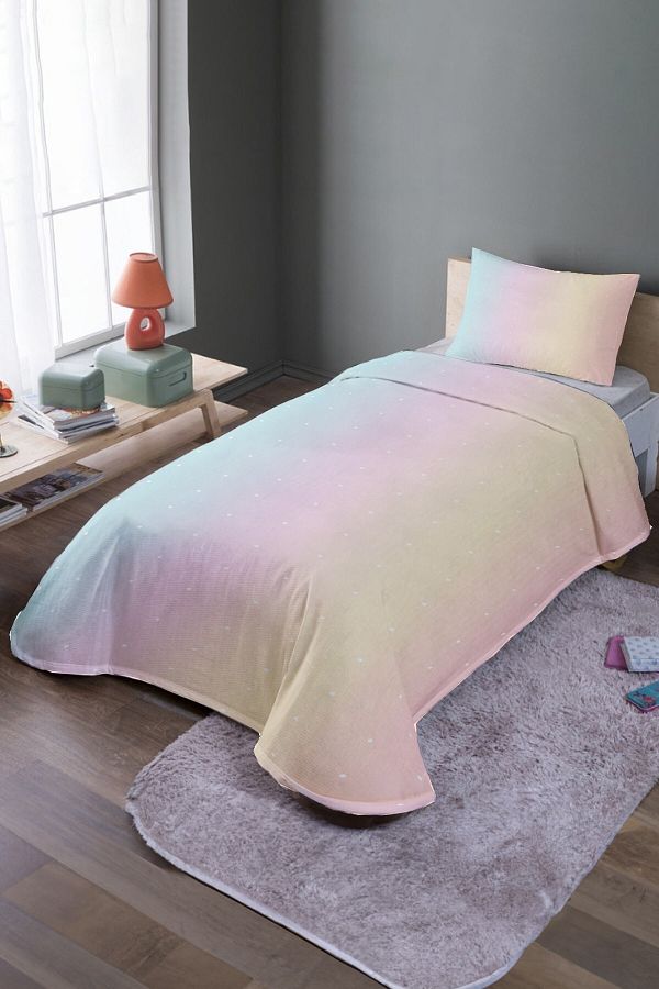 EVPANYA-Powder Color Transitional Spots Patterned Single Pique Set and Bedspread 1